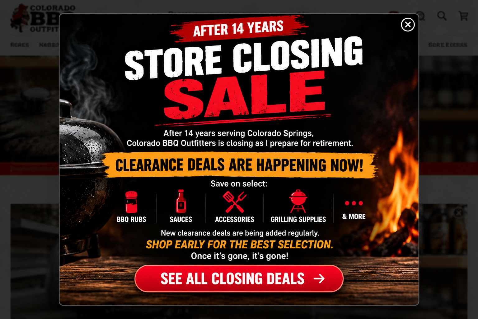 Colorado BBQ Outfitters Store Closing Sale